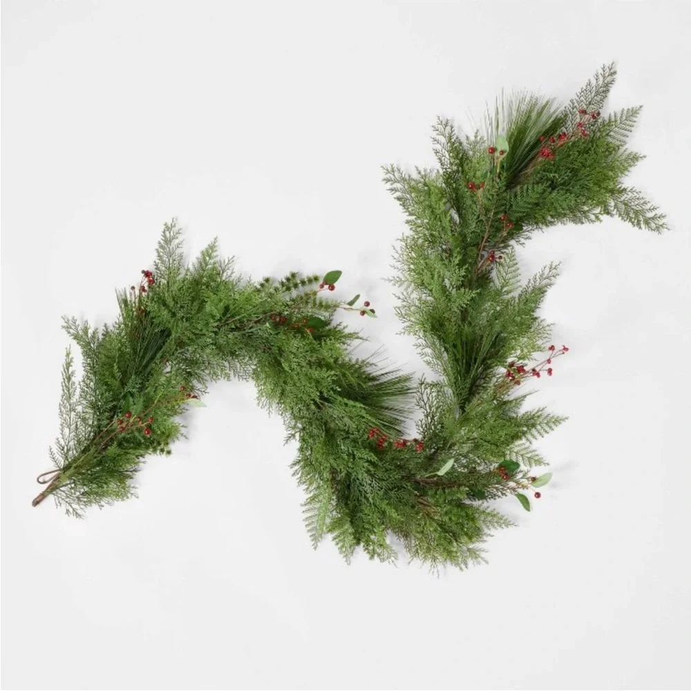 72” Christmas Cypress Garland Red/Green - Threshold™ designed with Studio McGee